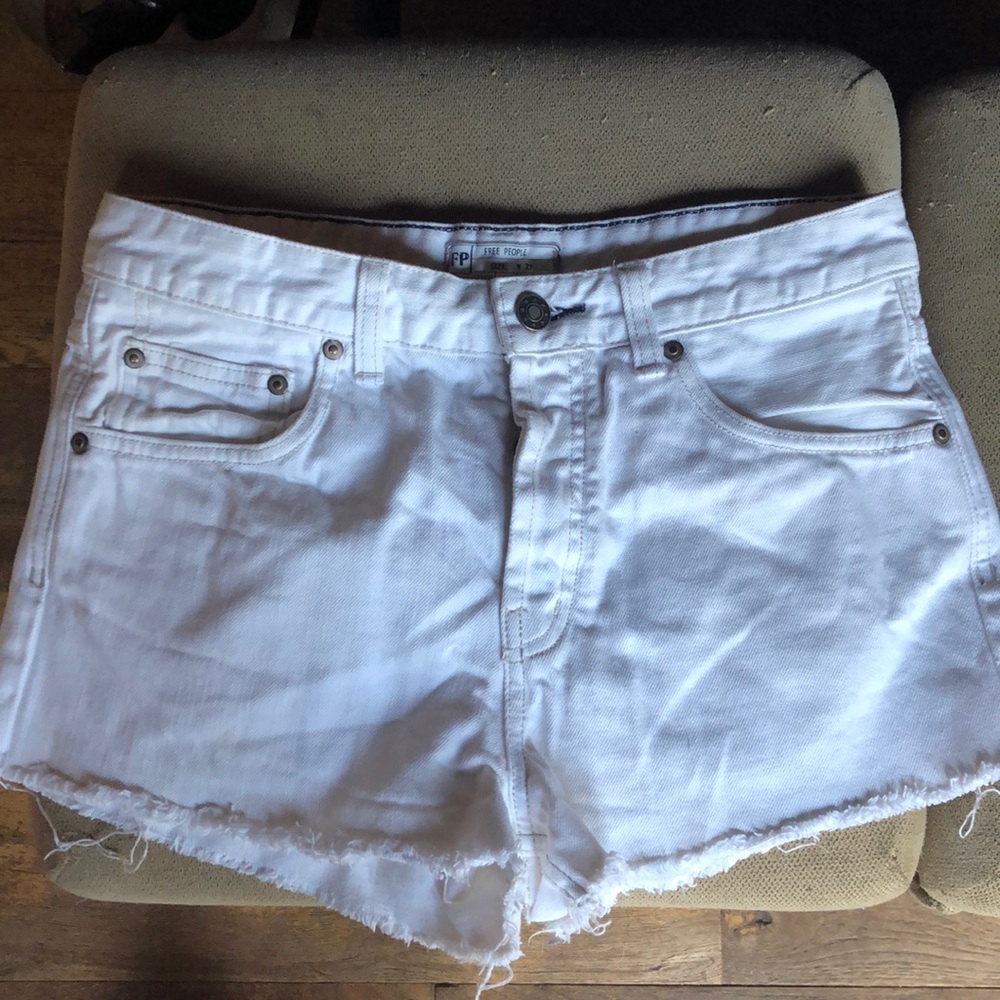 Free people white denim shorts